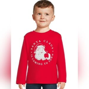 Holiday Time Kids Christmas Red Santa Long Sleeve T-Shirt, Youth Size M (8)